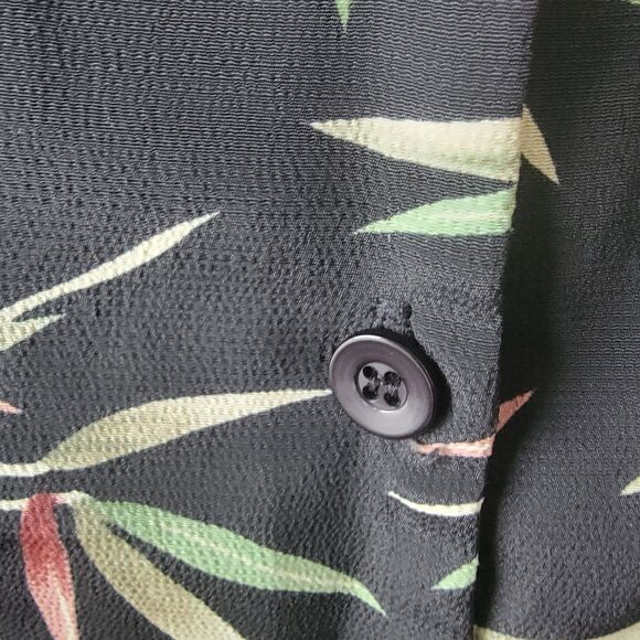 PERI PETITES women's leaf print dress sz 14 maxi sleeveless button front slit - Picture 6 of 7